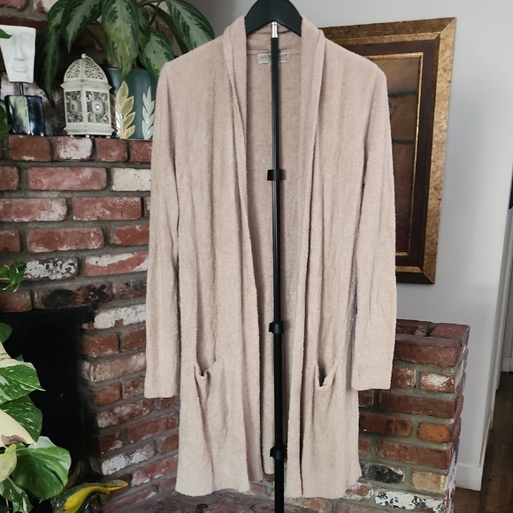 Barefoot Dreams Sweaters - Barefoot Dreams CozyChic Beige Open Front Cardigan Duster Soft Lounge Sweater M